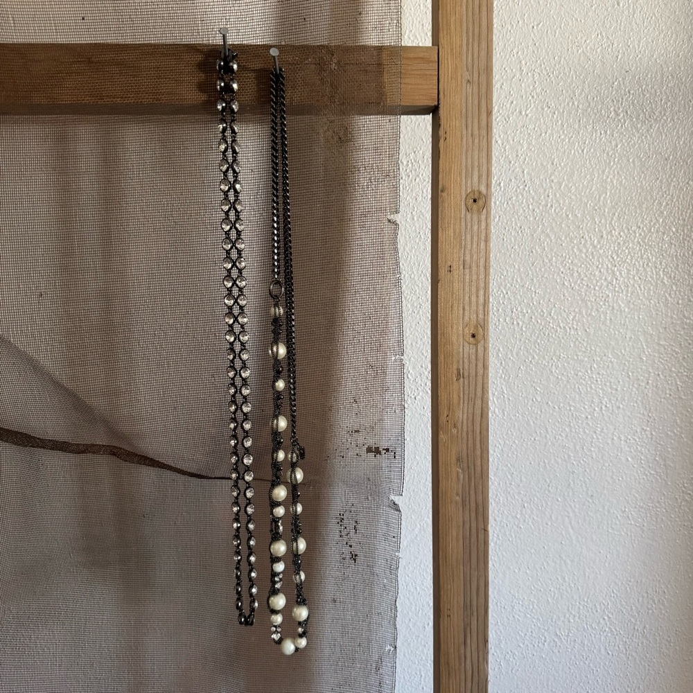 Givenchy Silver and Pearl-Tone Long Necklace Set